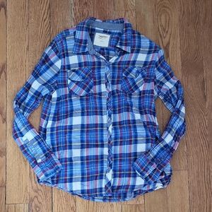 Juniors Plaid Button-Down